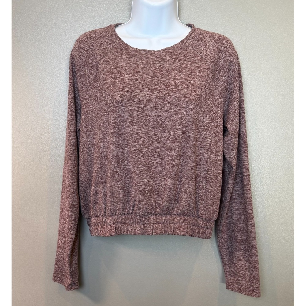 Velocity Women's Medium Heathered Mauve Cropped Athletic Pullover Long Sleeve To